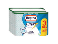 12 Regina Blitz 3Ply Kitchen Rolls (3X4) - Premium Quality Tissue Online - Product Image
