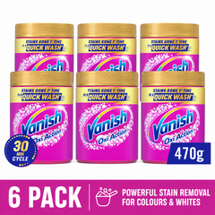 6 x Vanish Gold Oxi Action Laundry Booster Powder 470g – Stain Remover for Whites & Colours