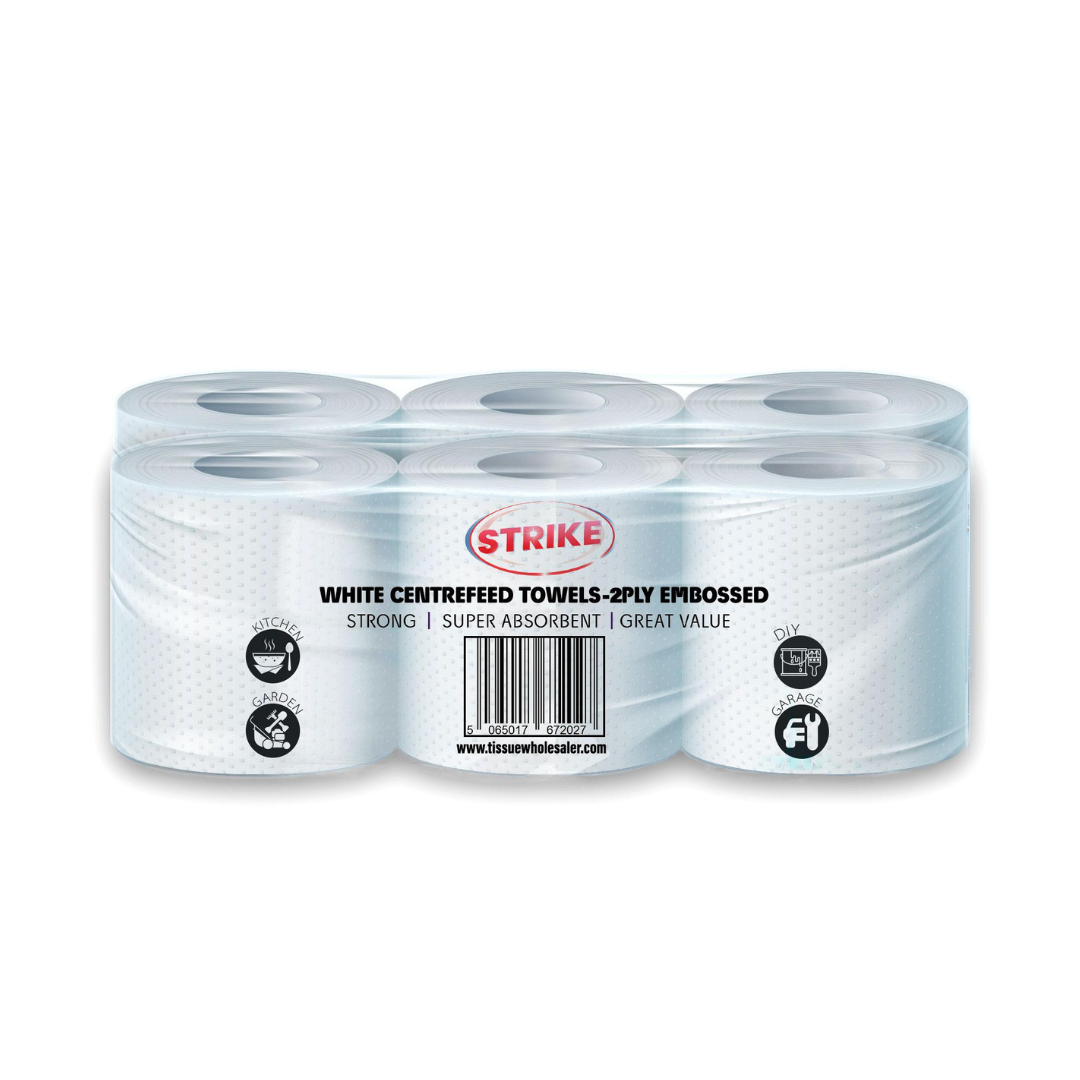Strike White Wiper Paper Towel Kitchen Roll 2 ply (1x6) - Premium Quality Tissue Online - Product Image