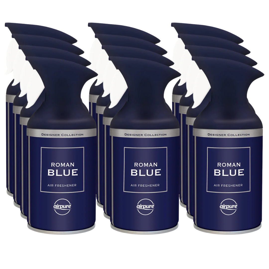 12 x AirPure & Fresh 250ml Air Freshener Spray - Roman Blue - Premium Quality Tissue Online - Product Image