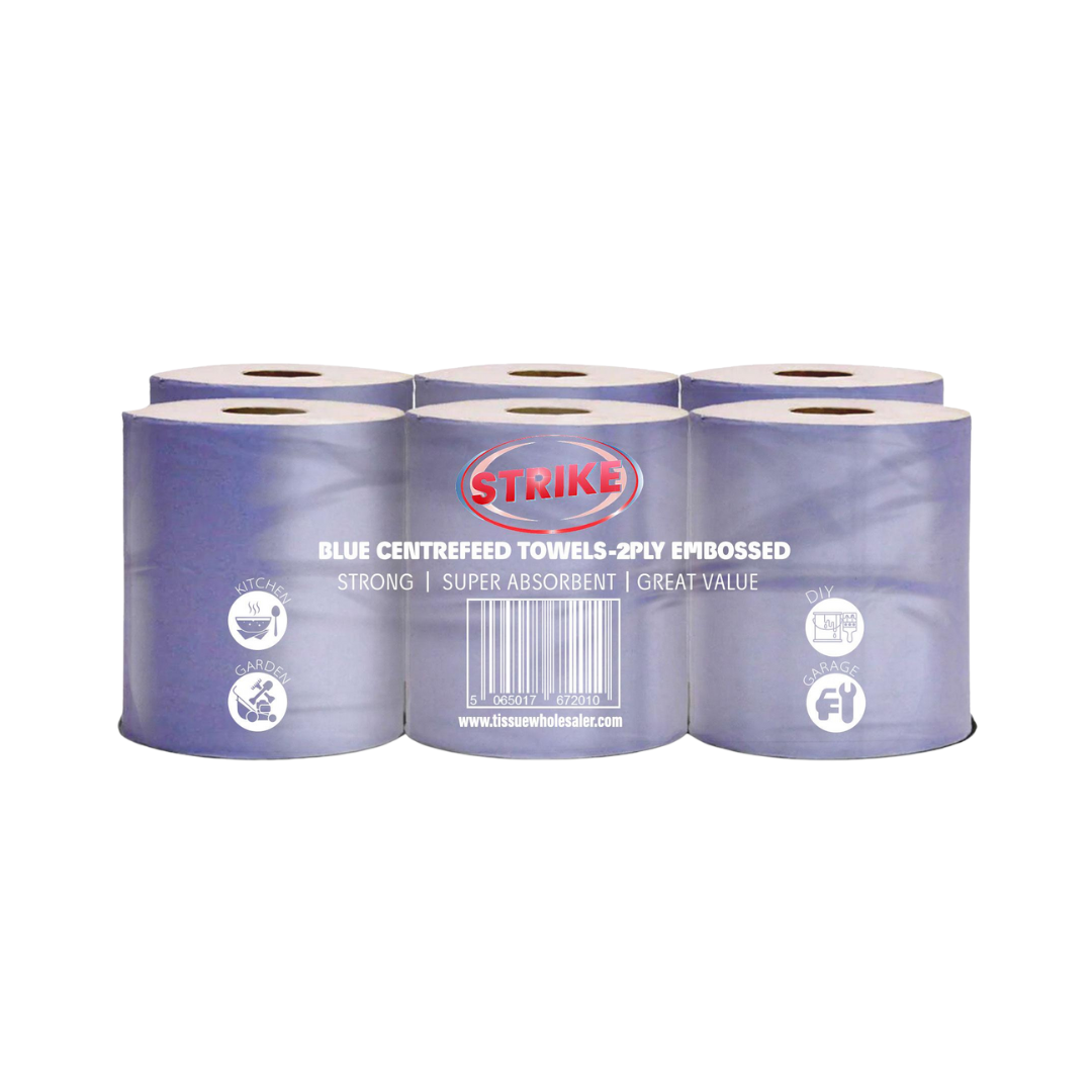 Strike Blue Wiper Paper Towel Kitchen Roll 2 ply (1x6) - Premium Quality Tissue Online - Product Image