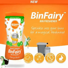 12 x Airpure Bin Fairy Freshener Odour Eliminator Orange Burst 500g