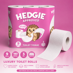 54 Rolls Hedgie Toilet Rolls 180 Quilted Tissue 3ply Sheets Per Rolls (6 x 9 Rolls)