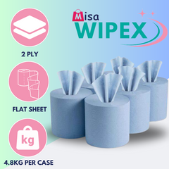 Wipex Blue Centrefeed Towels 2 Ply Flatsheet Roll 150 Metre / Roll (6 Rolls/Pallet Deal) - Premium Quality Tissue Online - Product Image