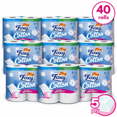 Foxy Cotton 5-Ply Toilet Paper – 40 Rolls (120 Sheets/Roll) | Extra Soft, Super Absorbent & FSC® Certified