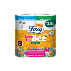 Foxy Love The Bee 2 Ply Toilet Roll (40 Rolls) | 170 Sheets Per Roll | Pure Cellulose | Clinicallt Tested | Absorbent & Resistant | Honey Core Scented