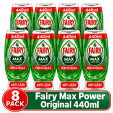 8 x Fairy Max Power Washing Up Liquid Original 440ml