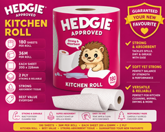 12 x Hedgie Kitchen Towels 2Ply Strong & Absorbent Tissue 180 Sheets (52p)