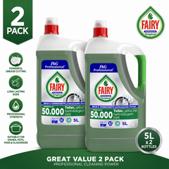 2 x Fairy Professional Original Washing Up Liquid 5L – Powerful Grease Cleaning Dish Soap for Kitchens