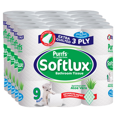 45 Softlux Purffs Aloe Vera 3 Ply Quality Soft Bathroom Toilet Rolls (9 Rolls x 5) - Premium Quality Tissue Online - Product Image