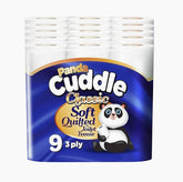 45 Panda Cuddle Classic Soft Quilted 3 Ply Toilet Tissue Rolls (9 Rolls x 5) - Premium Quality Tissue Online - Product Image