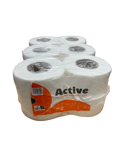 Active Mini Jumbo 12 Rolls 80mm x 76mm 2Ply - Premium Quality Tissue Online - Product Image