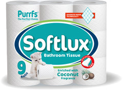 Pallet Deal: 48 x Softlux Purffs Coconut 3 Ply Soft Quality Bathroom Toilet Rolls 45 Rolls (9 Rolls x 5) - Premium Quality Tissue Online - Product Image