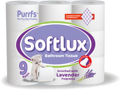Pallet Deal: 48 x Softlux Purffs Lavender 3 Ply Soft Quality Bathrom Toilet Rolls 45 Rolls (9 Rolls x 5) - Premium Quality Tissue Online - Product Image