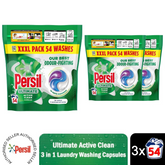 3 x Persil Ultimate Washing Capsules Active Clean Stain Removal 54 Washes (162 Wash)