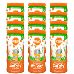 12 x Airpure Bin Fairy Freshener Odour Eliminator Orange Burst 500g