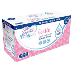 18 x LITTLE HEROES PLASTIC FREE GENTLE BABY WIPES 56's (60p each)