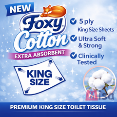 Foxy Cotton 5-Ply Toilet Paper – 40 Rolls (120 Sheets/Roll) | Extra Soft, Super Absorbent & FSC® Certified