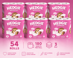 54 Rolls Hedgie Toilet Rolls 180 Quilted Tissue 3ply Sheets Per Rolls (6 x 9 Rolls)