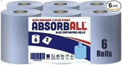 6 X Blue Centrefeed towels 2ply Kitchen Rolls Value Bundle