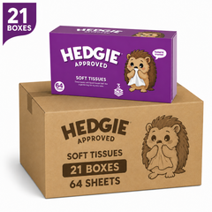 21 x Hedgie Soft Facial Tissue Box 64 Sheets 3 Ply Family Size Napkin (40p per Box)