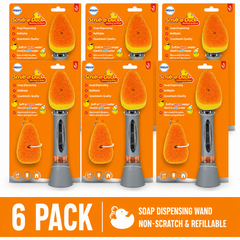 6 x Airpure Scrub-a-Duck Washing Up Wand Soap Dispensing Dish Brush