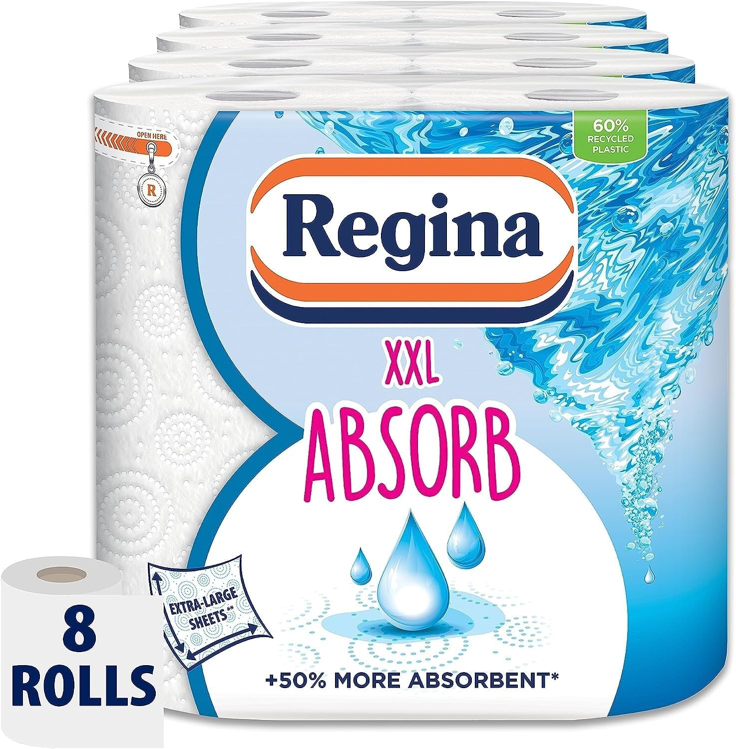Regina XXL Absorb 2Ply 8 Kitchen Roll (2 x 4) - Premium Quality Tissue Online - Product Image