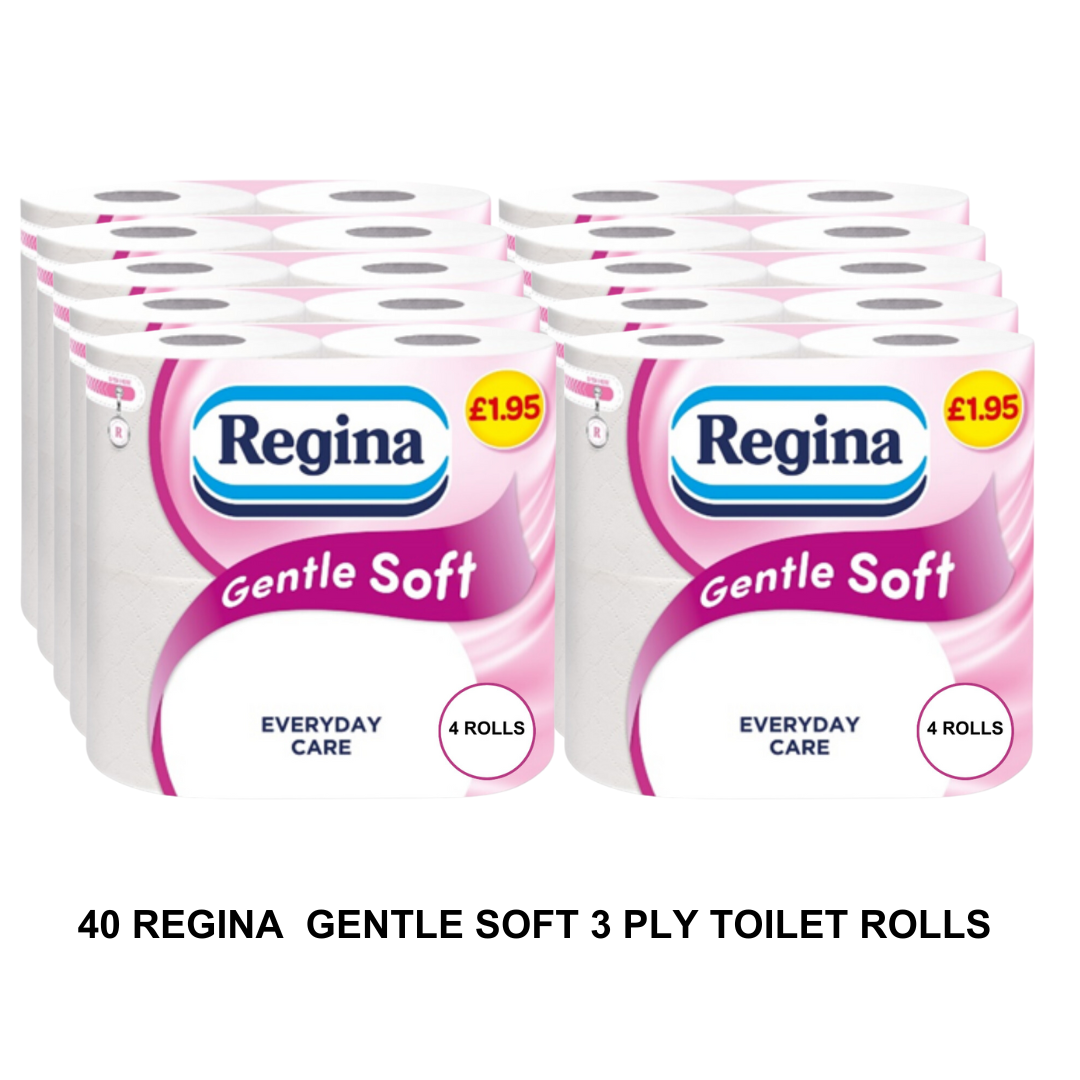 Regina Gentle Soft 3Ply Toilet Rolls (4 rolls x 10) 40 Rolls Per Case PM £1.95 - Premium Quality Tissue Online - Product Image