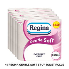 Regina Gentle Soft 3Ply Toilet Rolls 45 Rolls (9 x 5) PM £3.95 - Premium Quality Tissue Online - Product Image