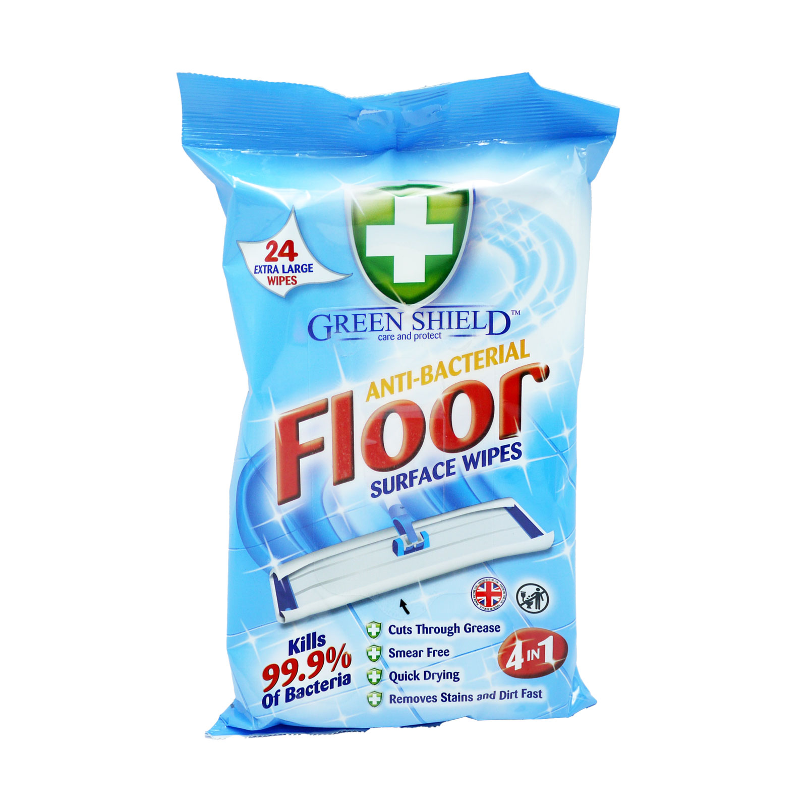 Green Shield Anti-Bacterial Floor Wipes 24 wipes 12 Packs - Premium Quality Tissue Online - Product Image