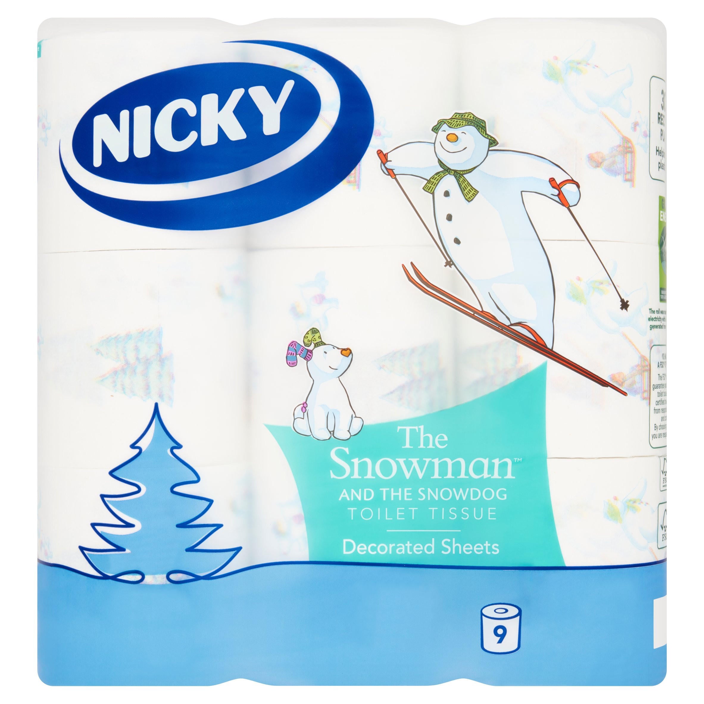 Nicky The Snowman and The Snowdog Toilet Rolls 45 Rolls (9 x 5) - Premium Quality Tissue Online - Product Image