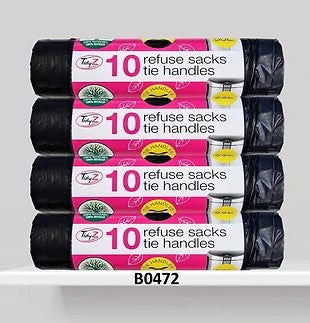 Tidyz 24 x 10'S Refuse Sacks Tie Handles - Premium Quality Tissue Online - Product Image