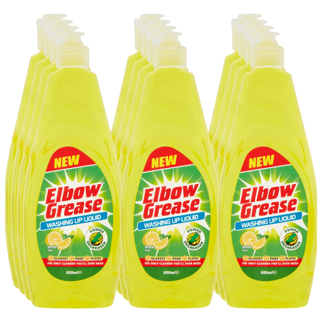Elbow Grease Washing Up Liquid Lemon 600ml - Case of 12 - Premium Quality Tissue Online - Product Image