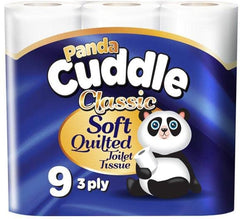 45 Panda Cuddle Classic Soft Quilted 3 Ply Toilet Tissue Rolls (9 Rolls x 5) - Premium Quality Tissue Online - Product Image