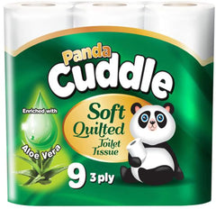 45 Panda Cuddle Aloe Vera Soft Quilted 3 Ply Toilet Tissue Rolls (9 Rolls x 5) - Premium Quality Tissue Online - Product Image