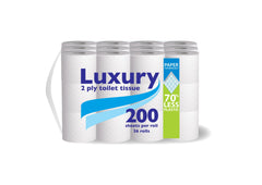 PPC Luxury 200 Sheets 2Ply Toilet Rolls (36 Rolls per Case) - Premium Quality Tissue Online - Product Image