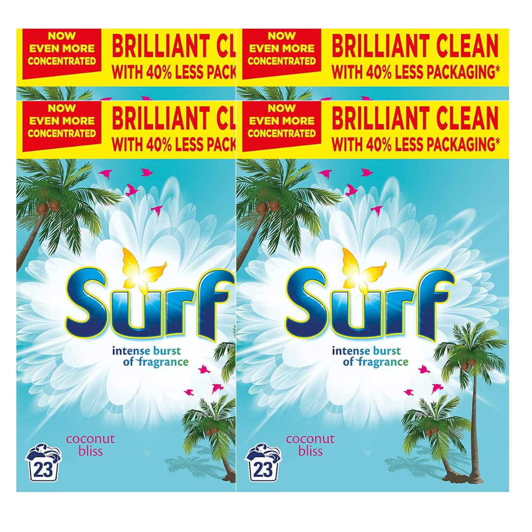 4 × Surf Powder Coconut Bliss – 1.15 kg (23 Washes Each) – Tropical Scent Laundry Detergent Bulk Pack