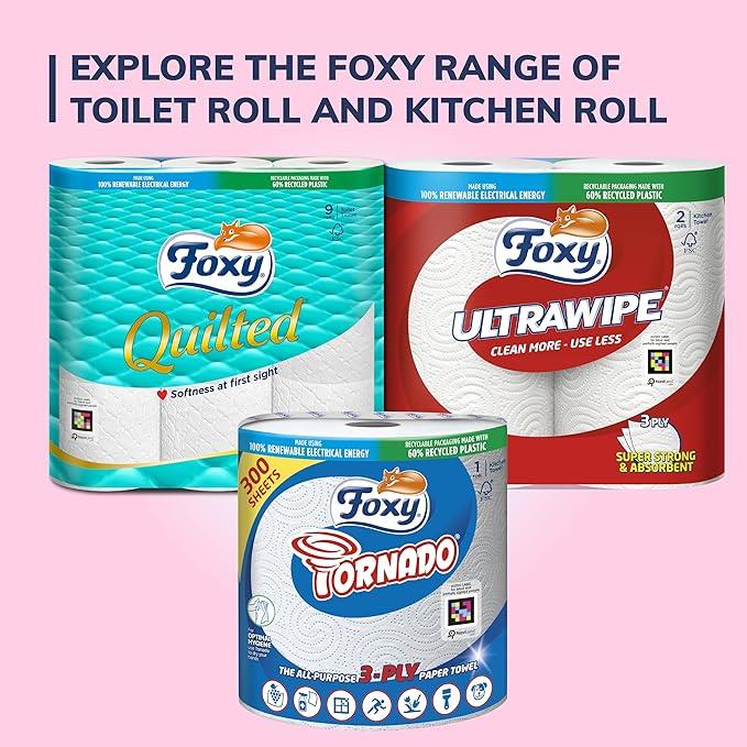 Foxy Silk | Toilet Paper 200 Sheets x 45 Rolls | 3 Ply High Thickness | Recyclable Packaging Made with Recycled Plastic