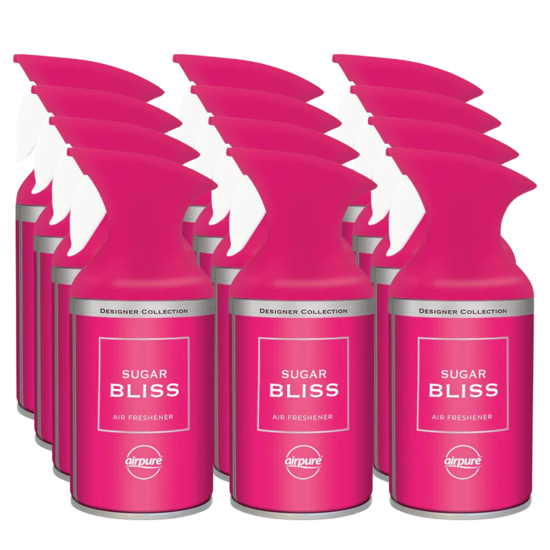 12 x AirPure & Fresh 250ml Air Freshener Spray - Sugar Bliss