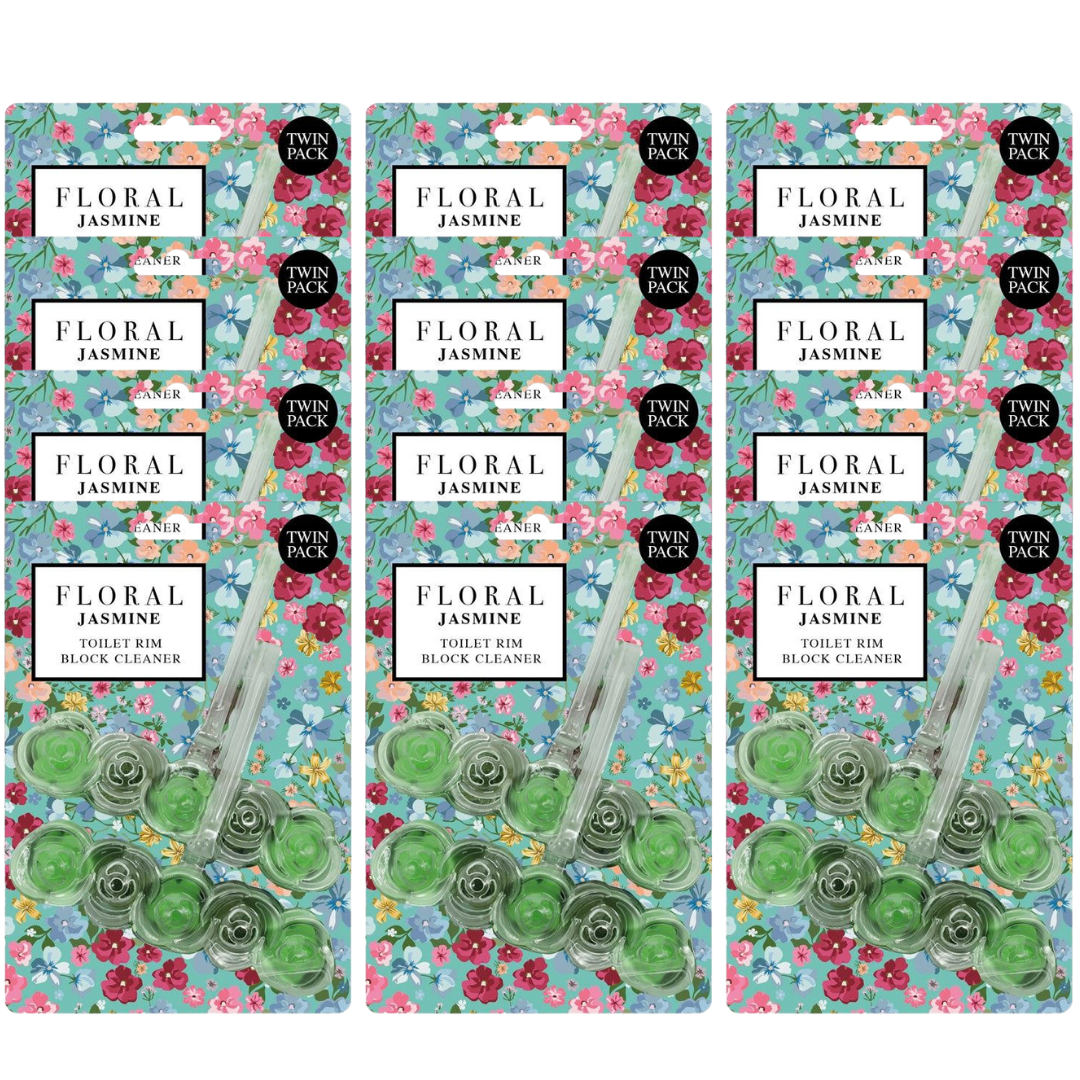 12 x Floral Flush Toilet Block 90gm - Jasmine