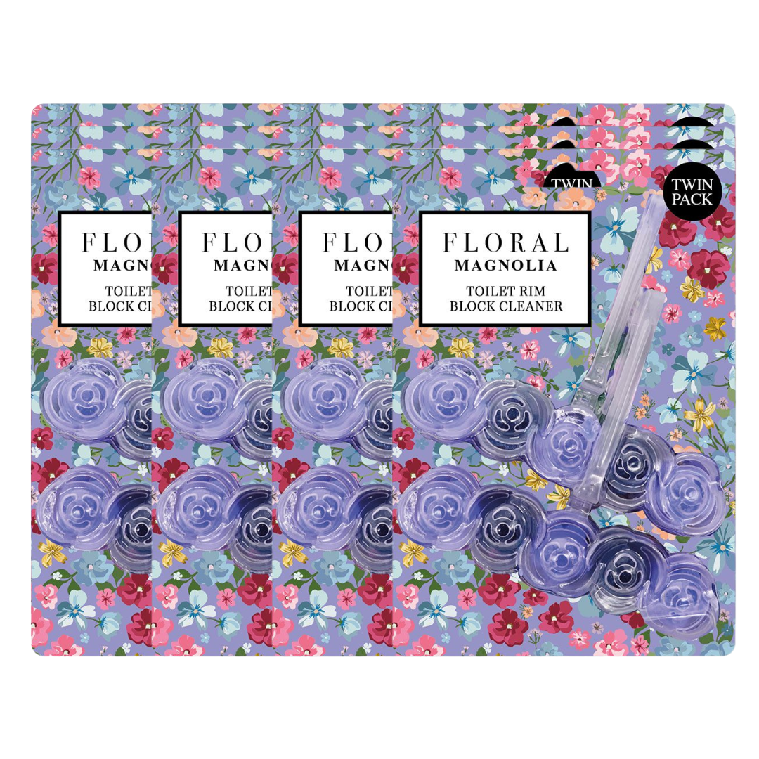 12 x Floral Flush Toilet Block 90gm - Magnolia