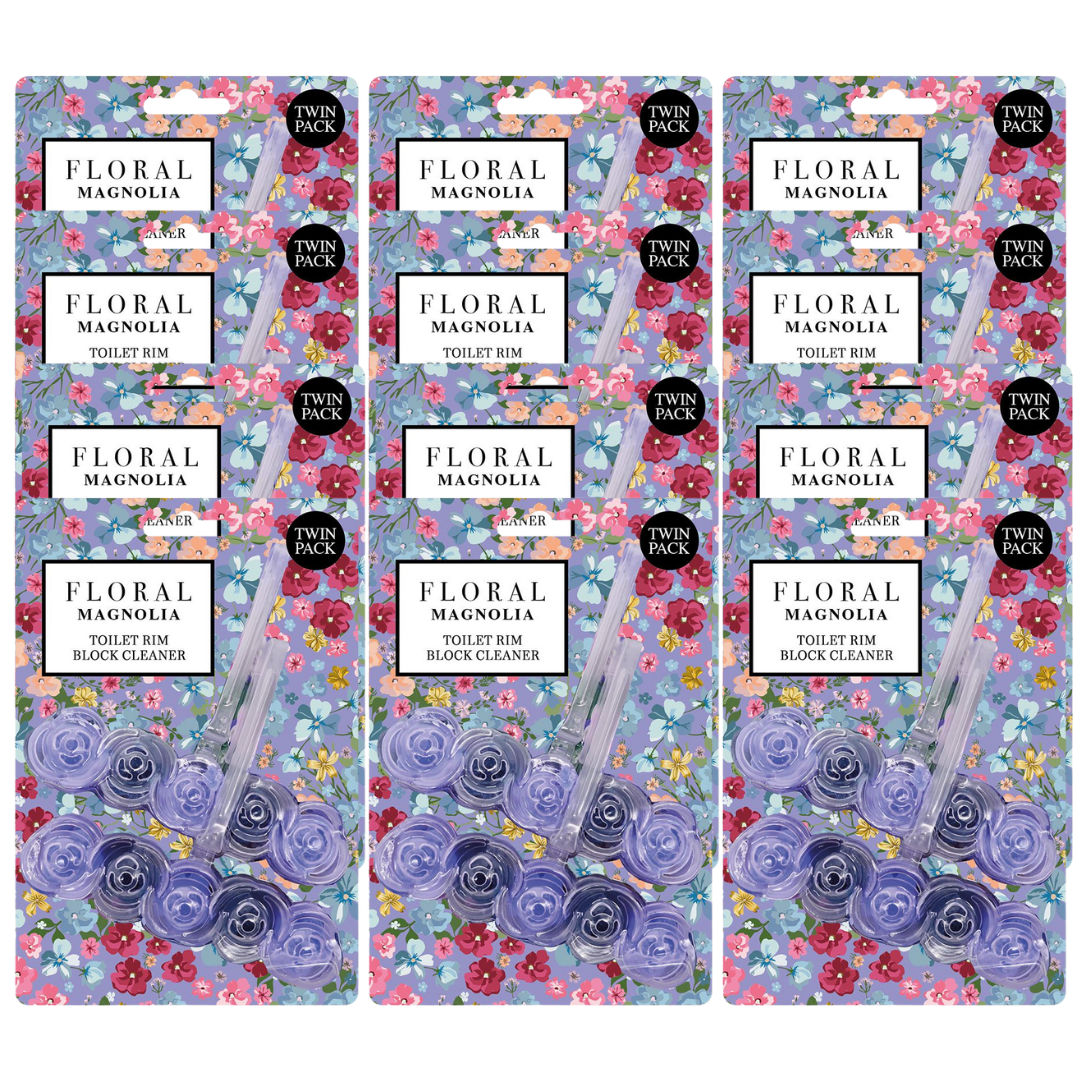 12 x Floral Flush Toilet Block 90gm - Magnolia