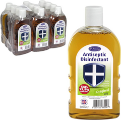12 x DR JOHNSONS ANTISEPTIC DISINFECTANT KILL 99.9% 500ml HOUSEHOLD