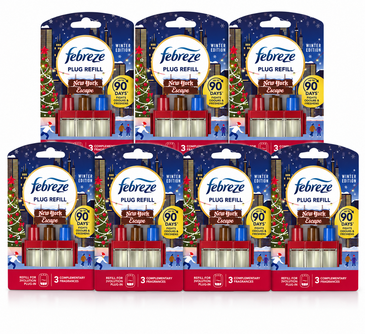 7 x Febreze Ambi Pur 3Volution New York Escape Plug-In Air Freshener Refill 20ml – Long-Lasting Freshness
