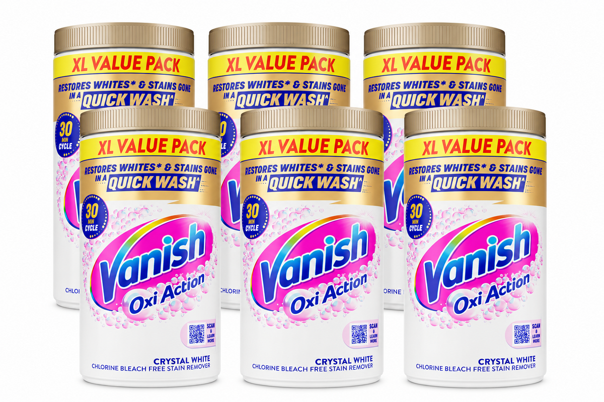 6 × Vanish Gold Oxi Action Powder Crystal White – 1.9 kg (Bulk Pack)