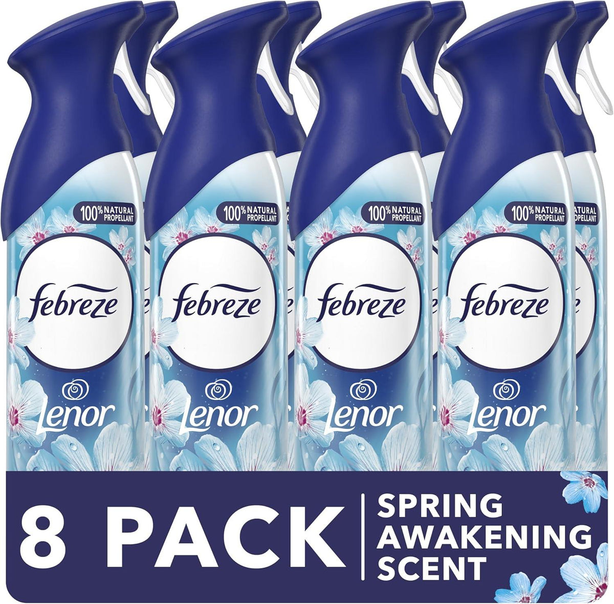 8 x Febreze Air Freshener Spring Awakening 185ml – Odour Eliminating Spray with Fresh Floral Scent, Long-Lasting Home & Office Air Freshener