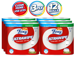 12 FOXY ULTRAWIPE KITCHEN TOWEL 3PLY 70SHEETS PER ROLL FSC® (6 X 2)
