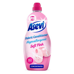 10 x Asevi Fabric Conditioner Soft Pink 60 Washes Concentrated 1380ml
