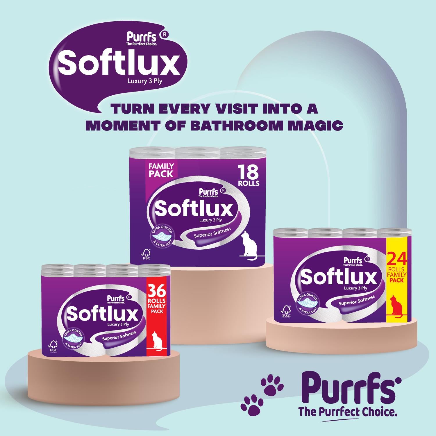 60 Softlux Halloween Luxury 3 Ply Quilted Toilet Rolls| Extra Soft & Strong Premium Toilet Tissue
