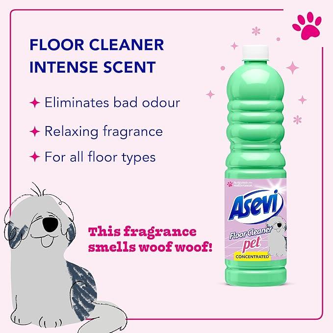 12 x Asevi Disinfectant Floor Cleaner Pet 1L